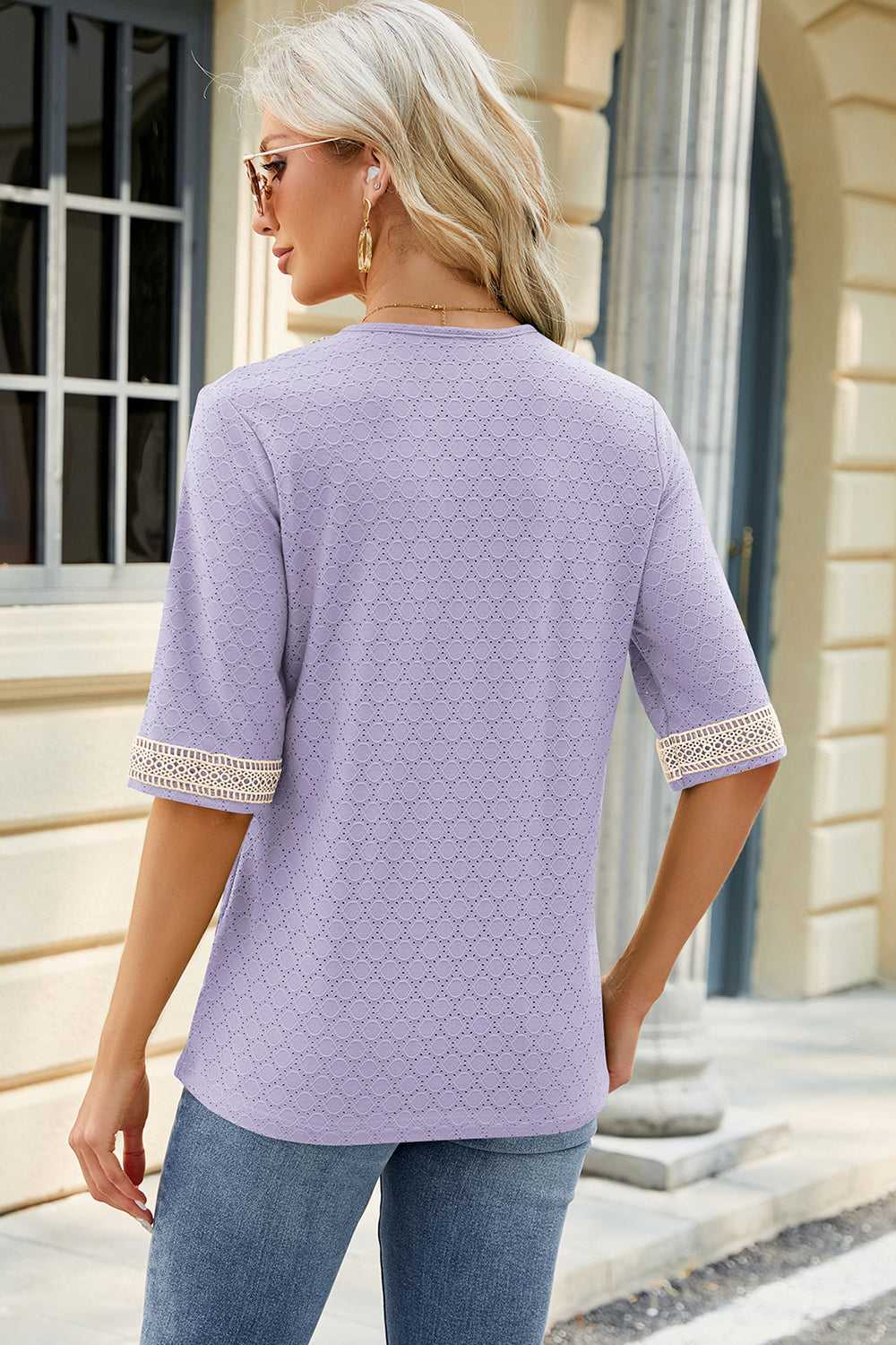 V-Neck Half Sleeve T-Shirt-Angel Casuals