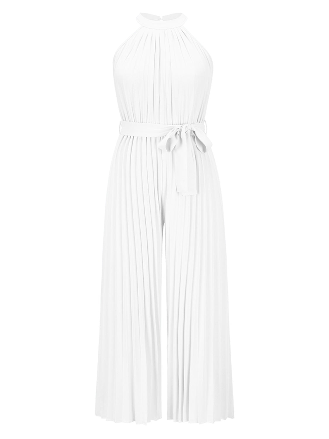 Cutout Tied Pleated Sleeveless Jumpsuit-Angel Casuals