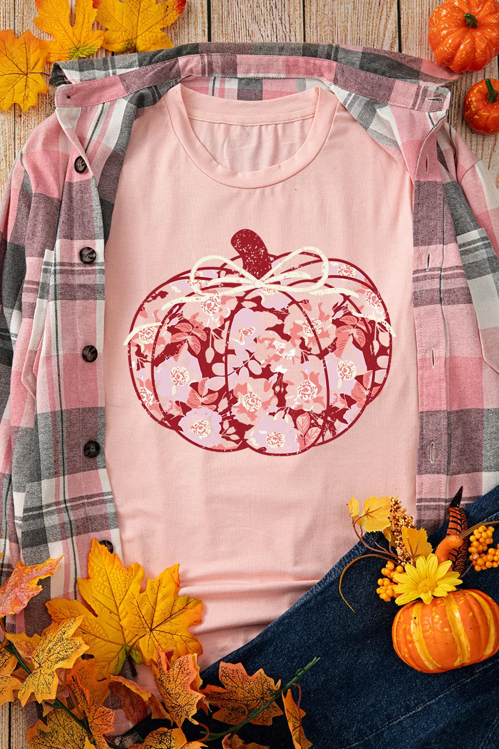 Pumpkin Graphic Round Neck Long Sleeve T-Shirt-Angel Casuals