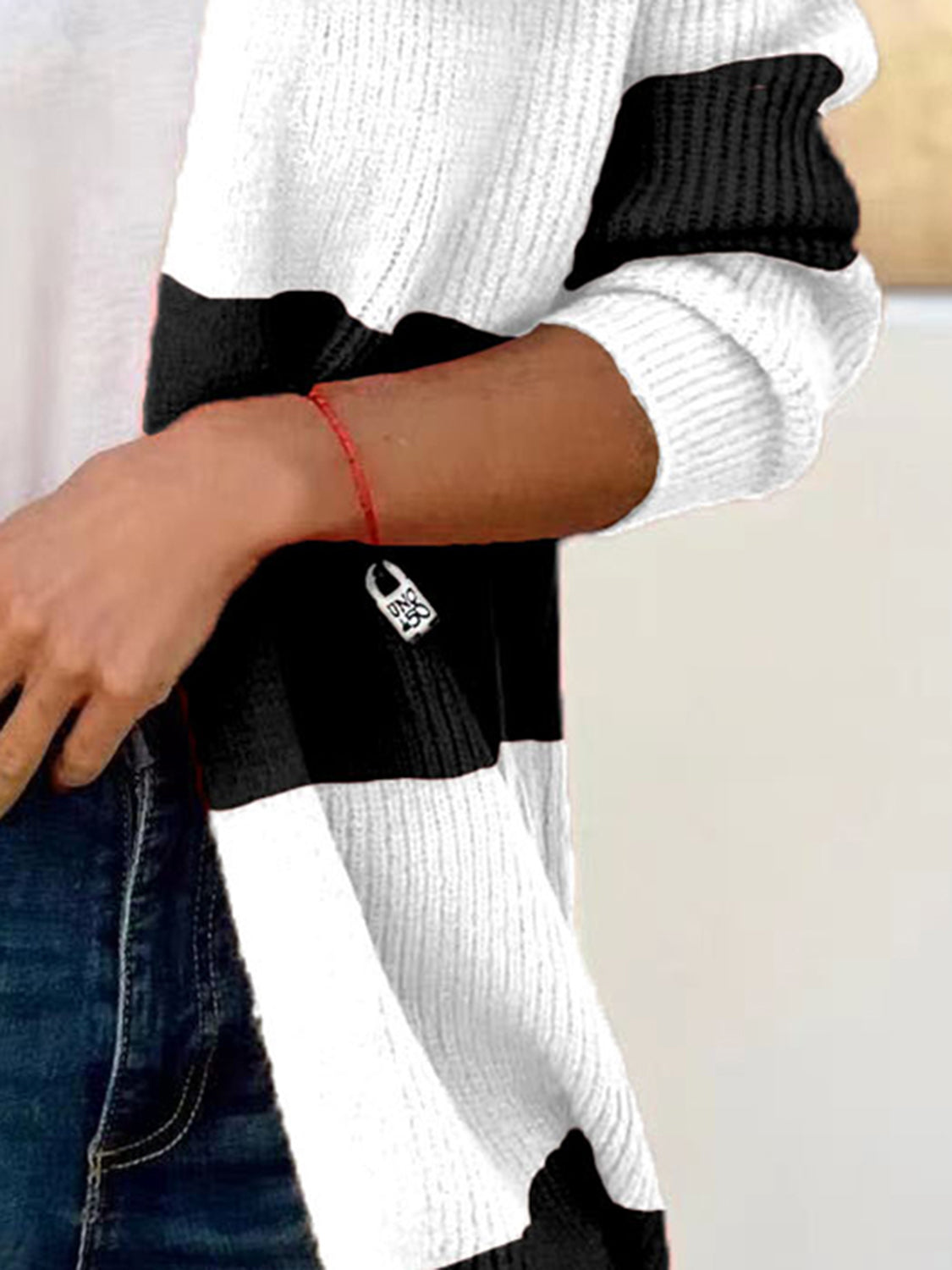 Contrast Open Front Long Sleeve Cardigan-Angel Casuals