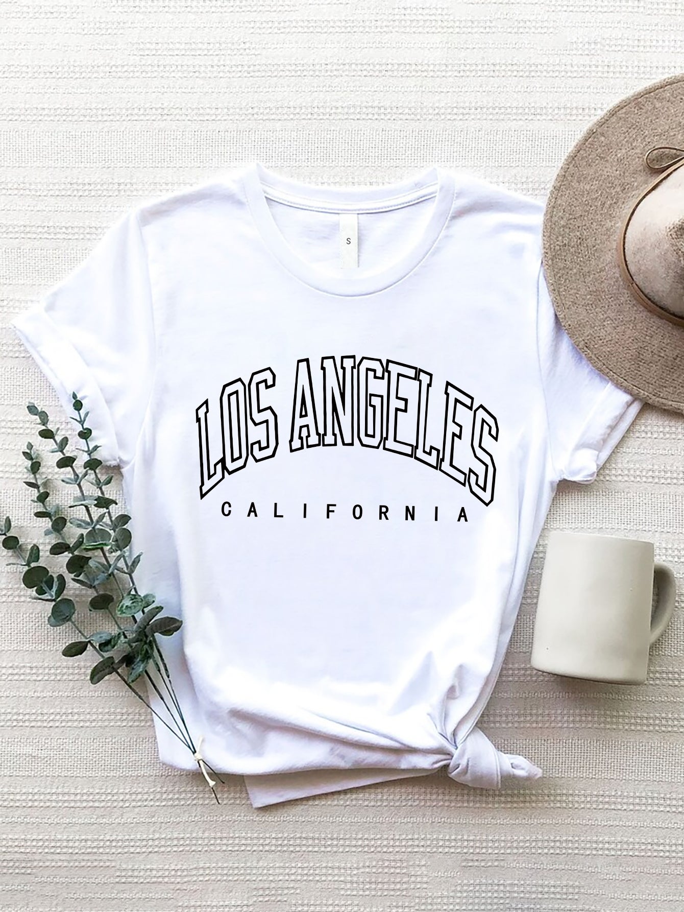 LOS ANGELES CALIFORNIA Round Neck T-Shirt-Angel Casuals