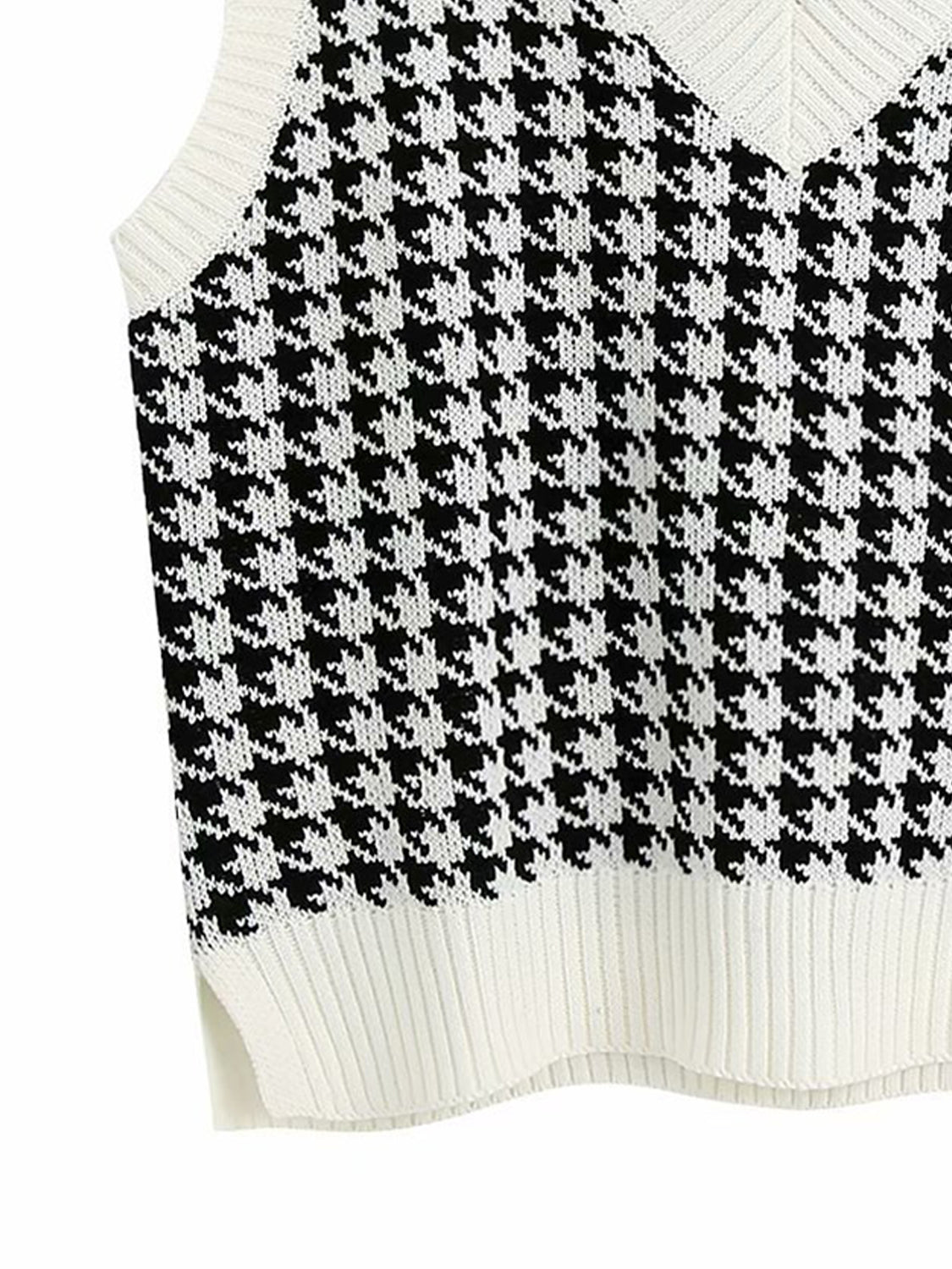 Houndstooth V-Neck Sweater Vest-Angel Casuals