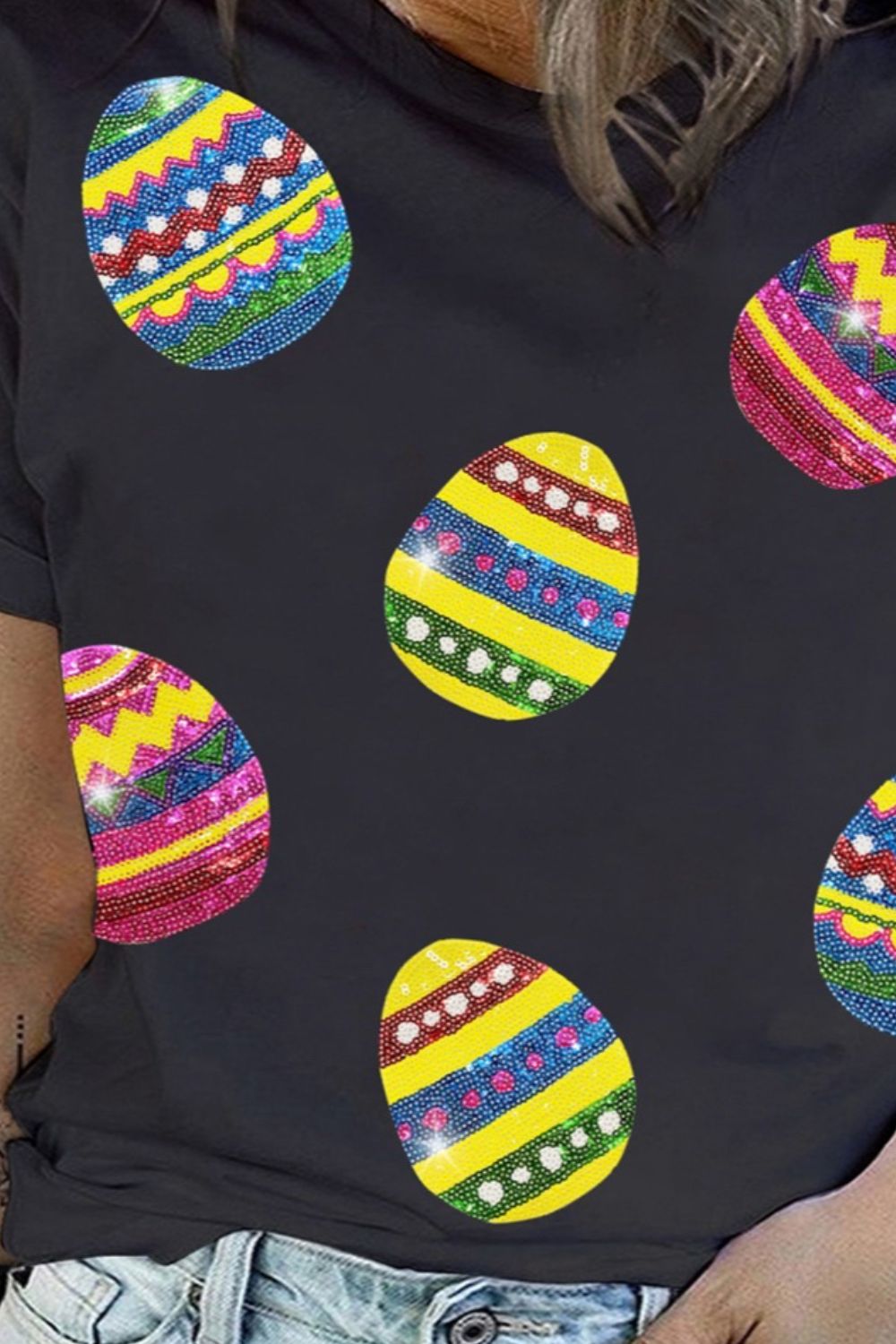 Plus Size Easter Round Neck Short Sleeve T-Shirt-Angel Casuals