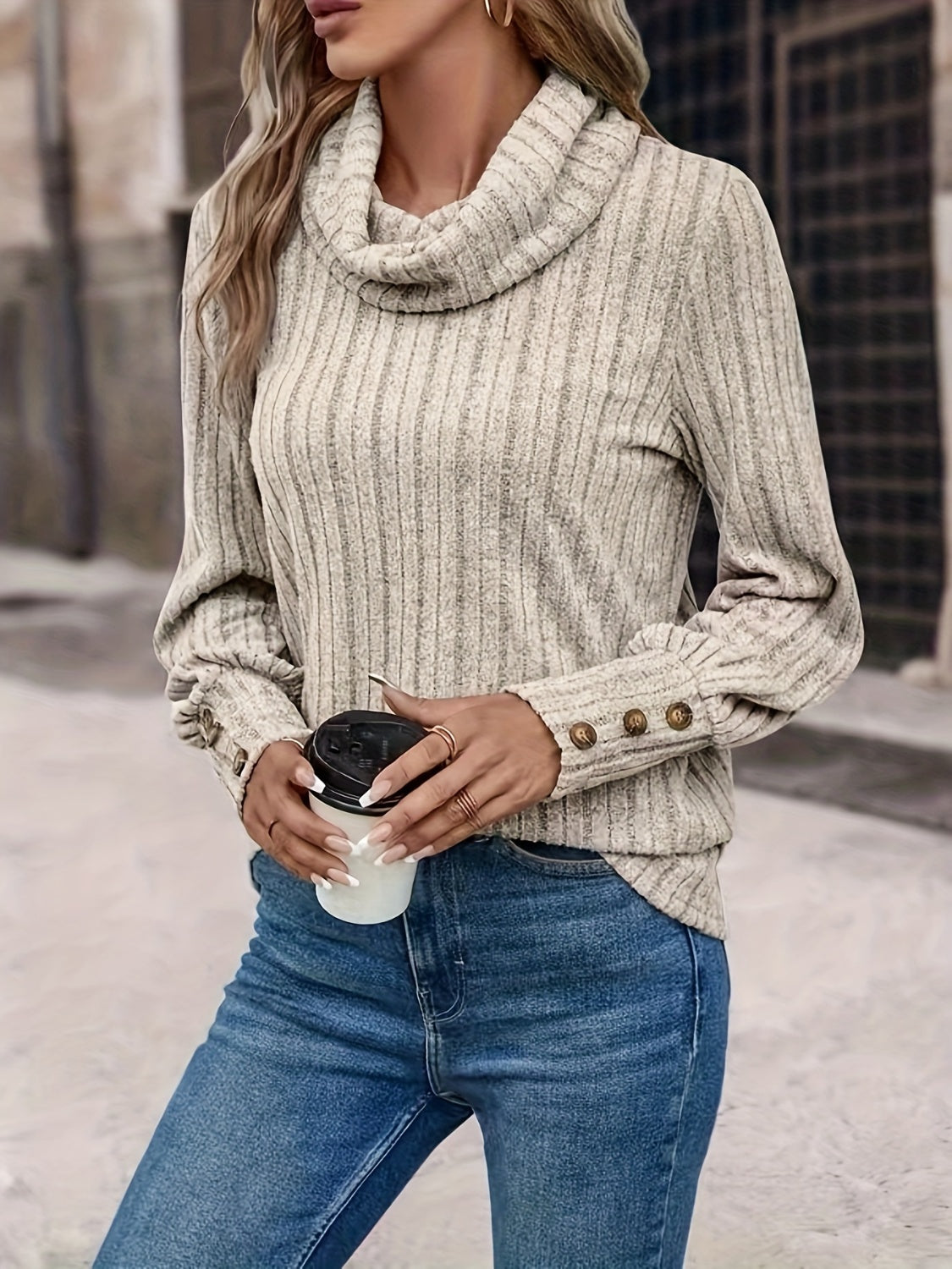 Turtleneck Long Sleeve T-Shirt-Angel Casuals