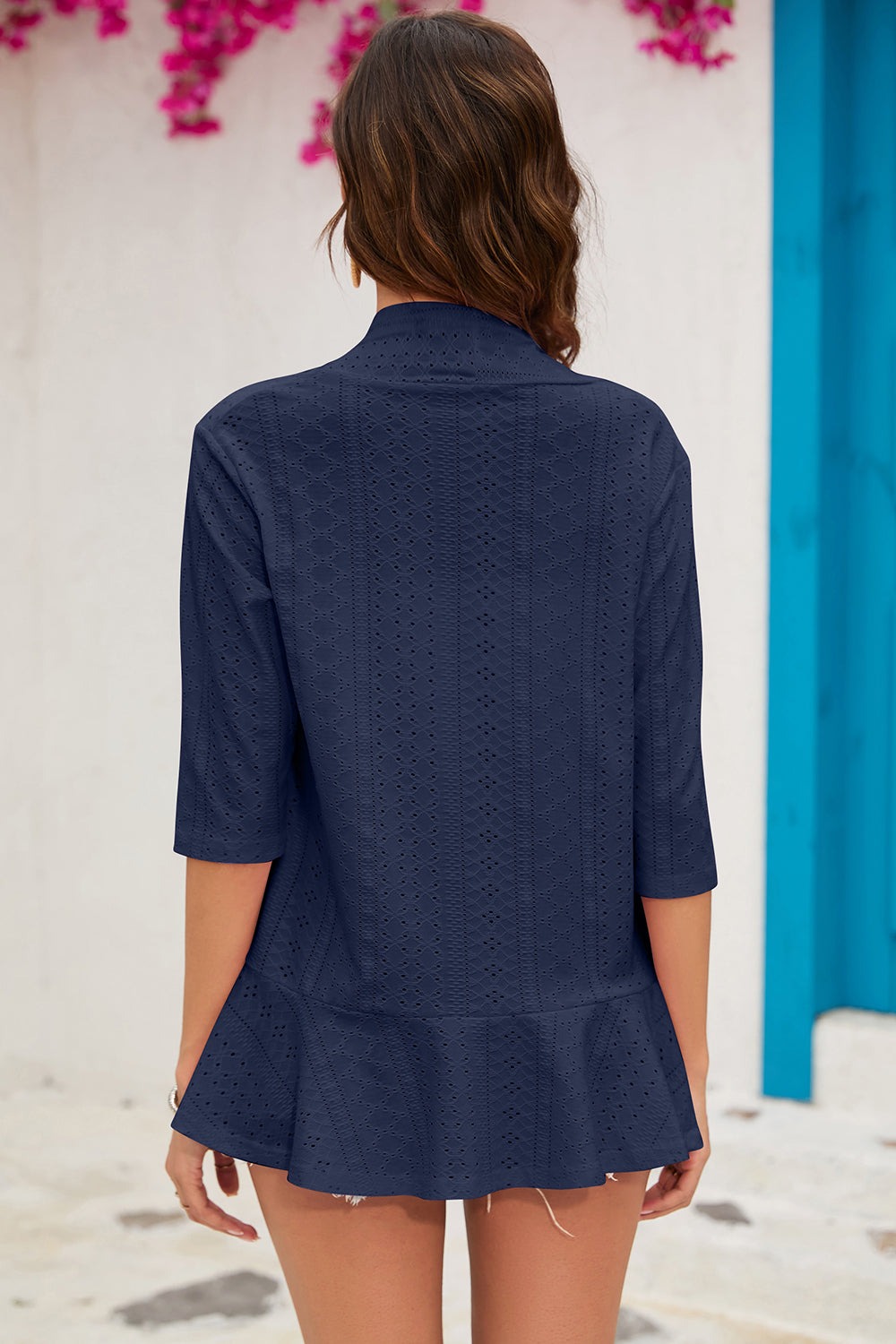 Eyelet Open Front Cardigan-Angel Casuals