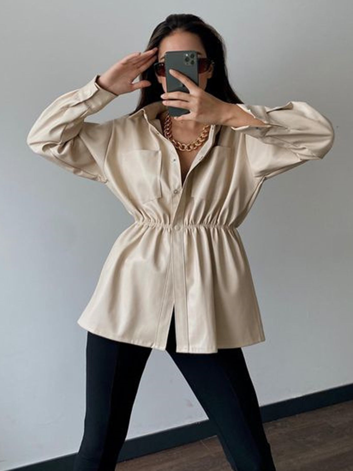 Snap Down Collared Jacket-Angel Casuals