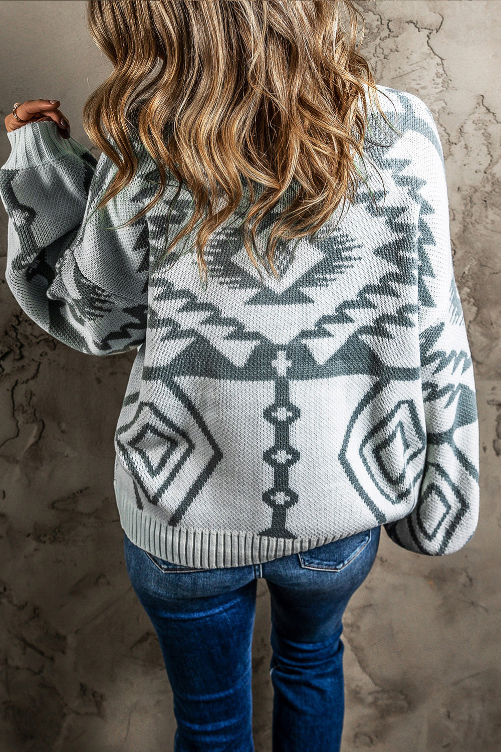 Printed Button Up V-Neck Long Sleeve Cardigan-Angel Casuals