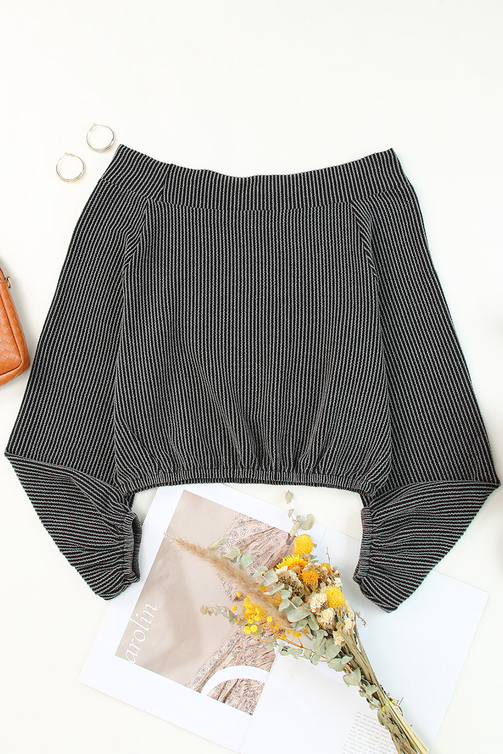 Off-Shoulder Long Sleeve Top-Angel Casuals
