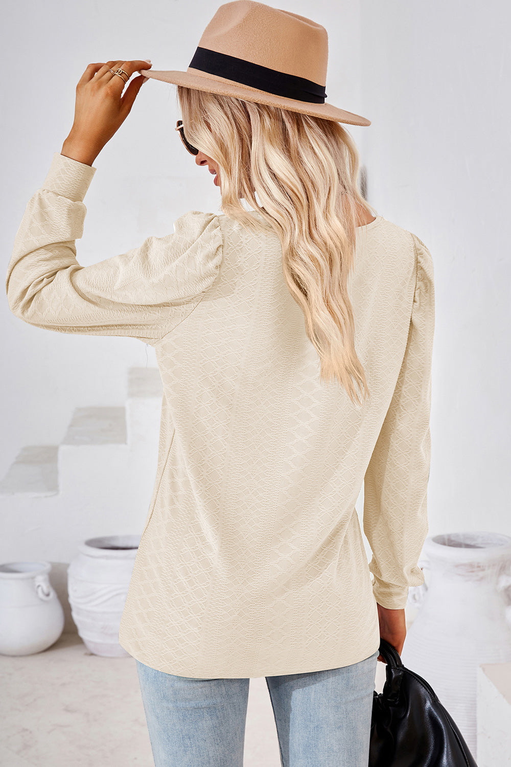 Square Neck Puff Sleeve T-Shirt-Angel Casuals