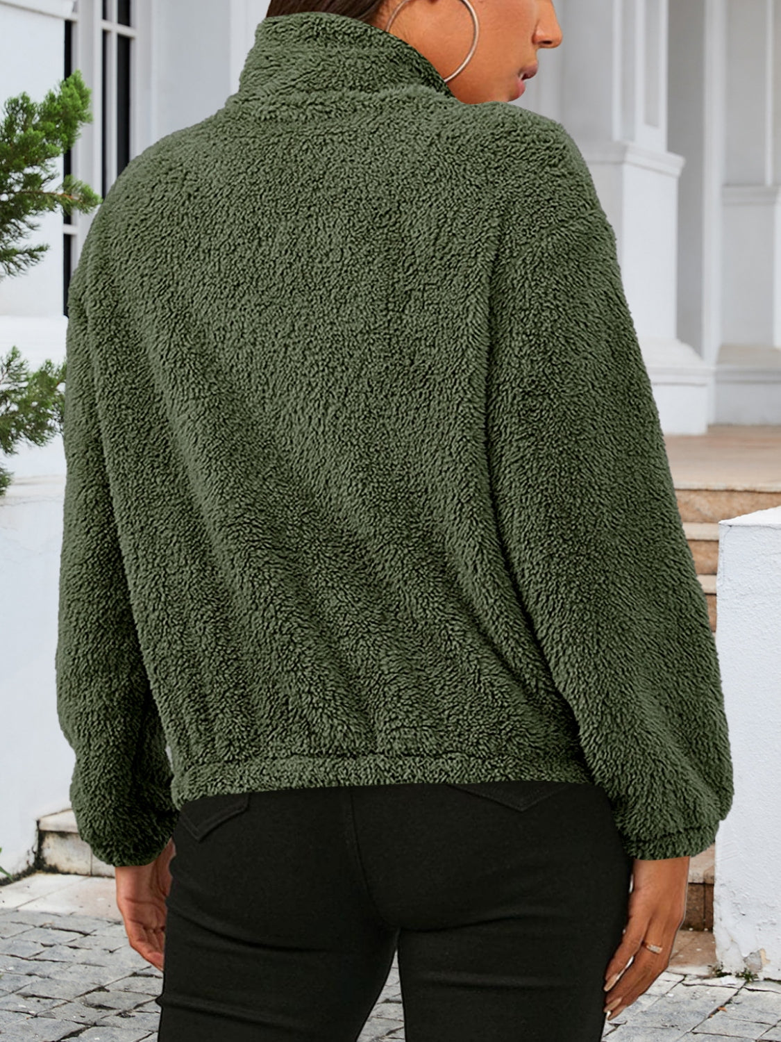 Zip Up Turtleneck Long Sleeve Jacket-Angel Casuals