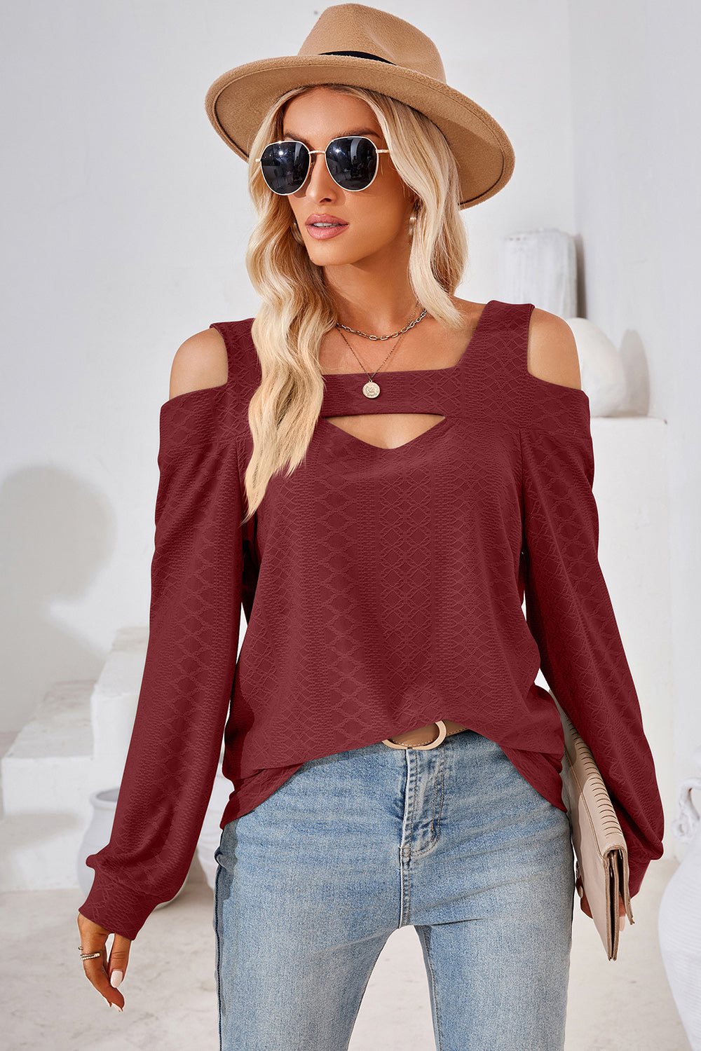 Cutout Square Neck Cold Shoulder T-Shirt-Angel Casuals