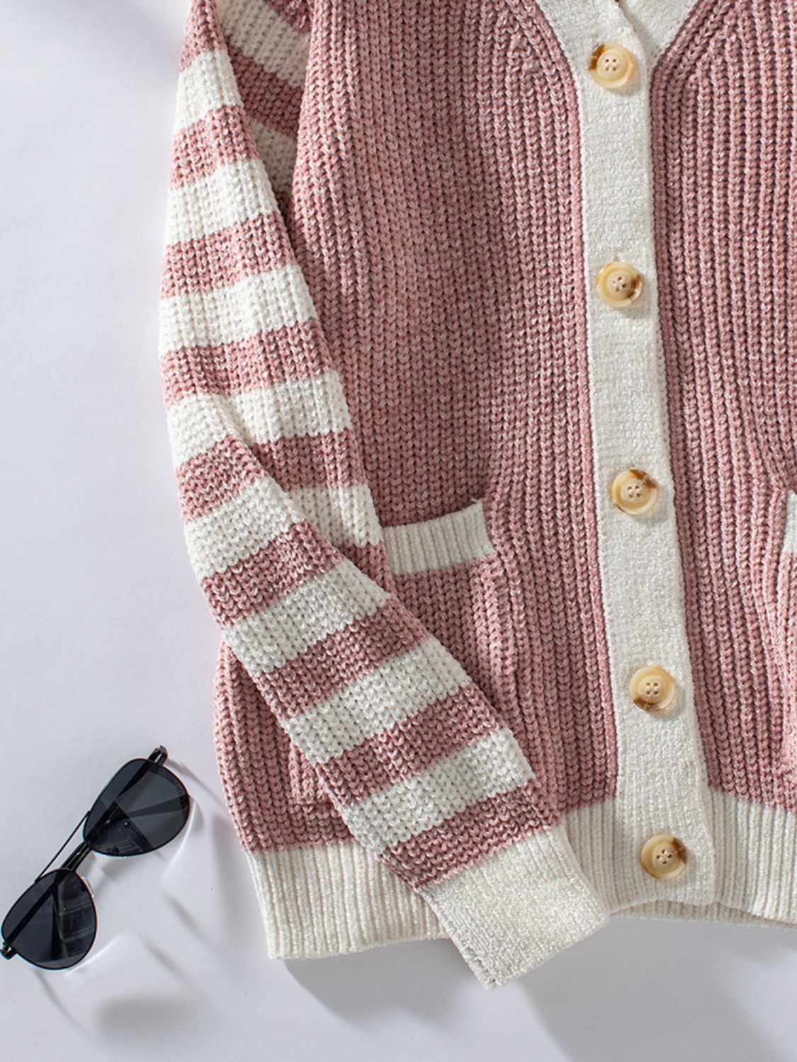 Striped Button Up Long Sleeve Cardigan-Angel Casuals