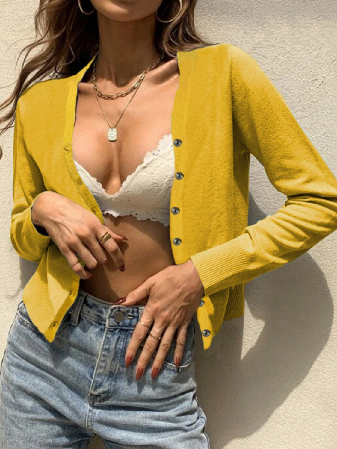 Button Up Long Sleeve Cardigan-Angel Casuals