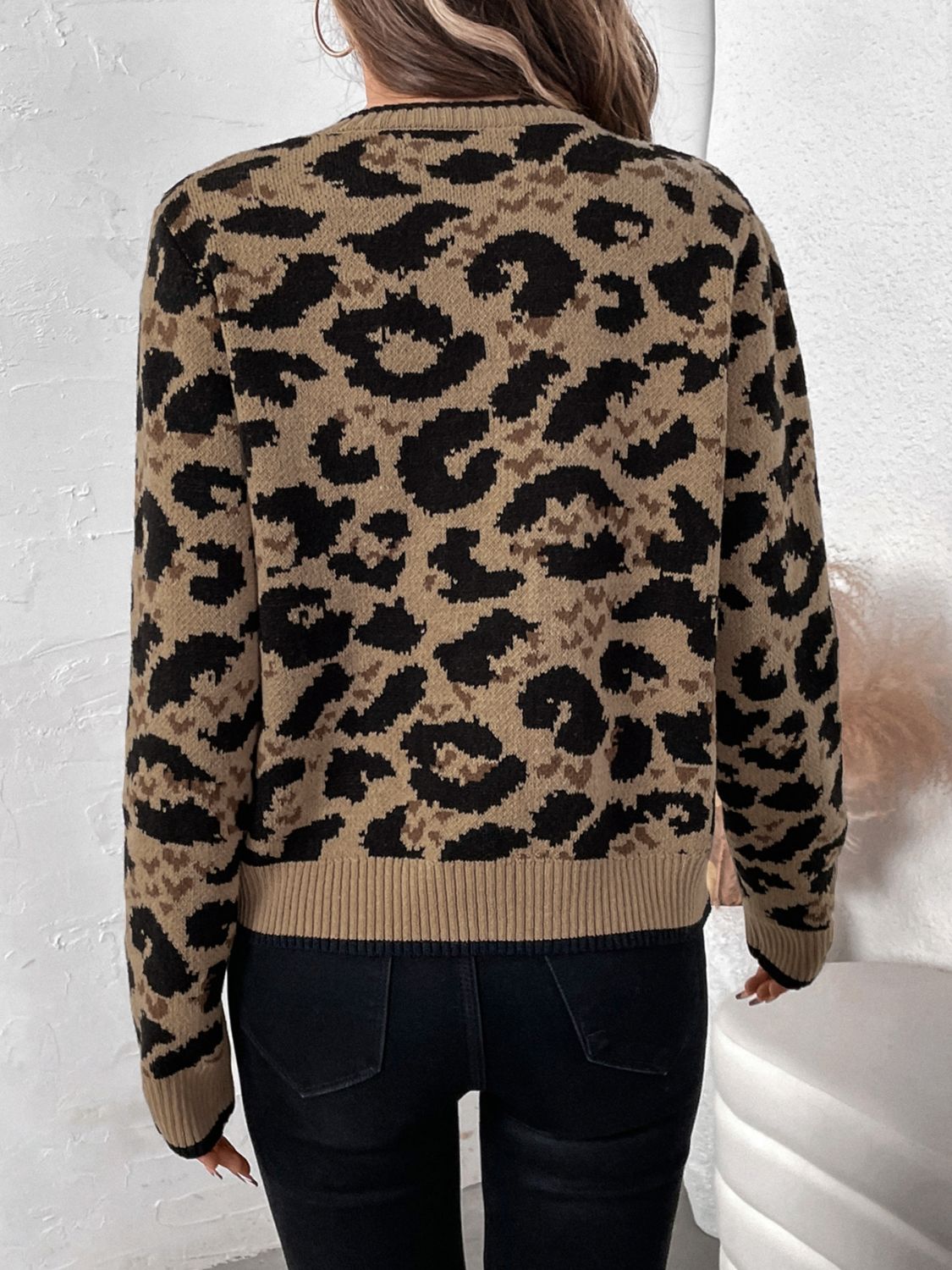 Perfee Tied Leopard Long Sleeve Cardigan-Angel Casuals