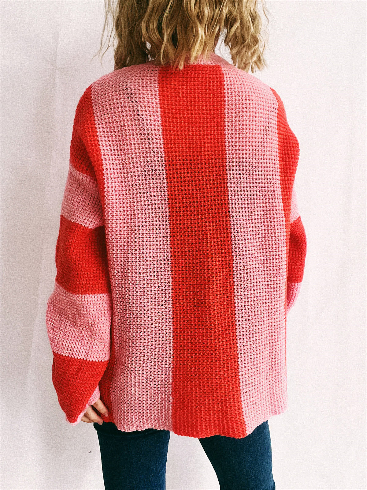 Color Block Round Neck Long Sleeve Sweater-Angel Casuals