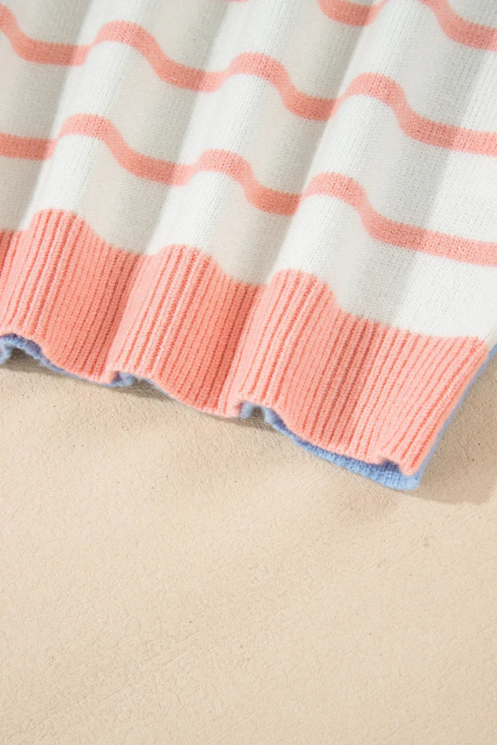 Contrast Striped Round Neck Long Sleeve Sweater-Angel Casuals