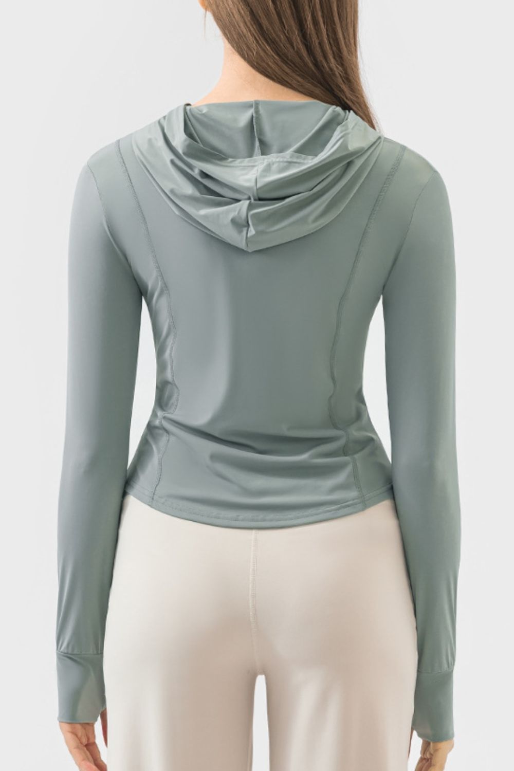 Millennia Pocketed Zip Up Hooded Long Sleeve Active Outerwear-Angel Casuals