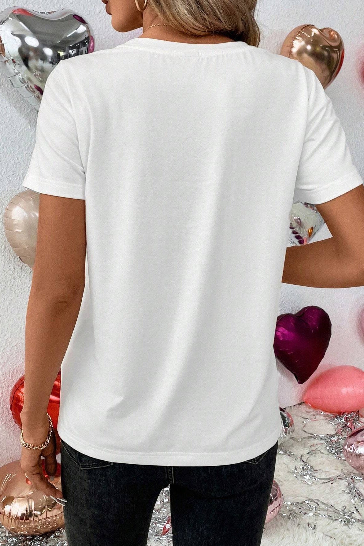 XOXO Lip Graphic Round Neck T-Shirt-Angel Casuals