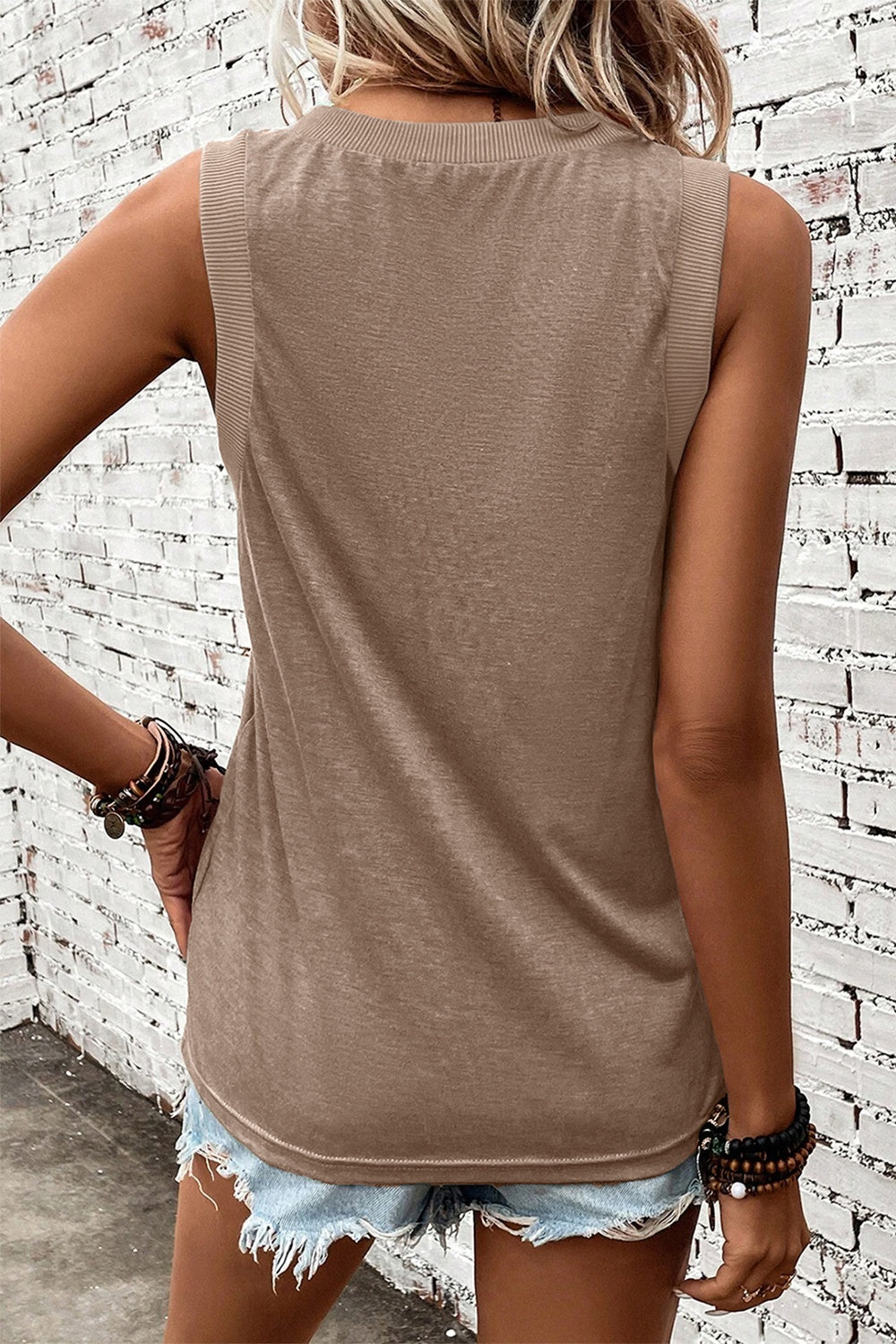 V-Neck Wide Strap Tank-Angel Casuals