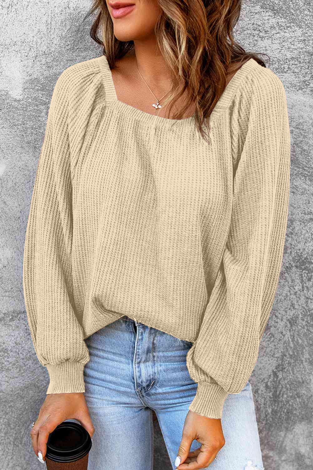 Square Neck Raglan Sleeve T-Shirt-Angel Casuals