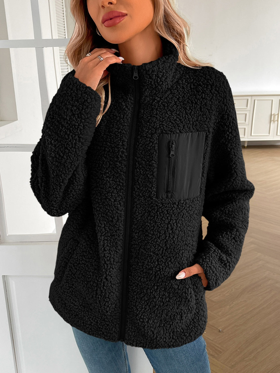 Ivy Lane Zip Up Long Sleeve Fuzzy Jacket-Angel Casuals