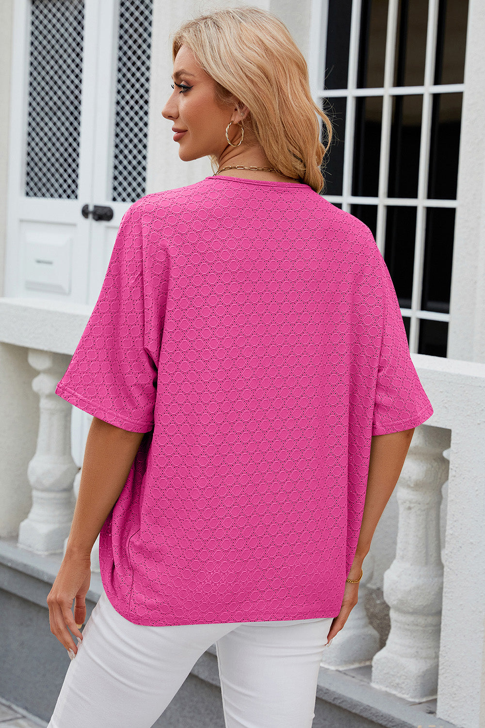 Eyelet Open Front Half Sleeve Cardigan-Angel Casuals