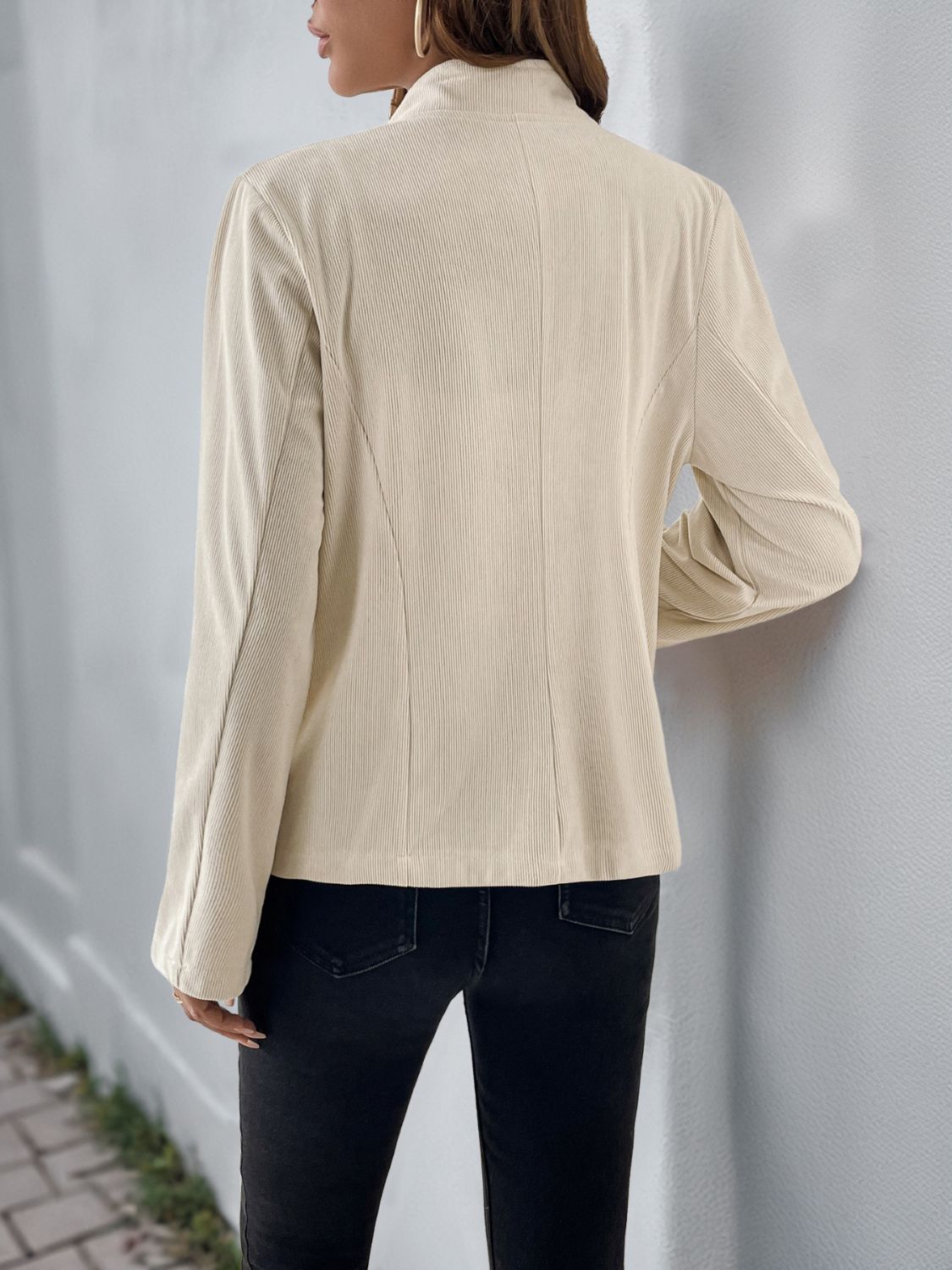 Perfee Button Up Mock Neck Jacket-Angel Casuals