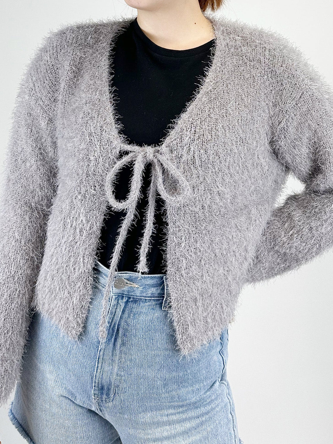 Tied Open Front Dropped Shoulder Cardigan-Angel Casuals