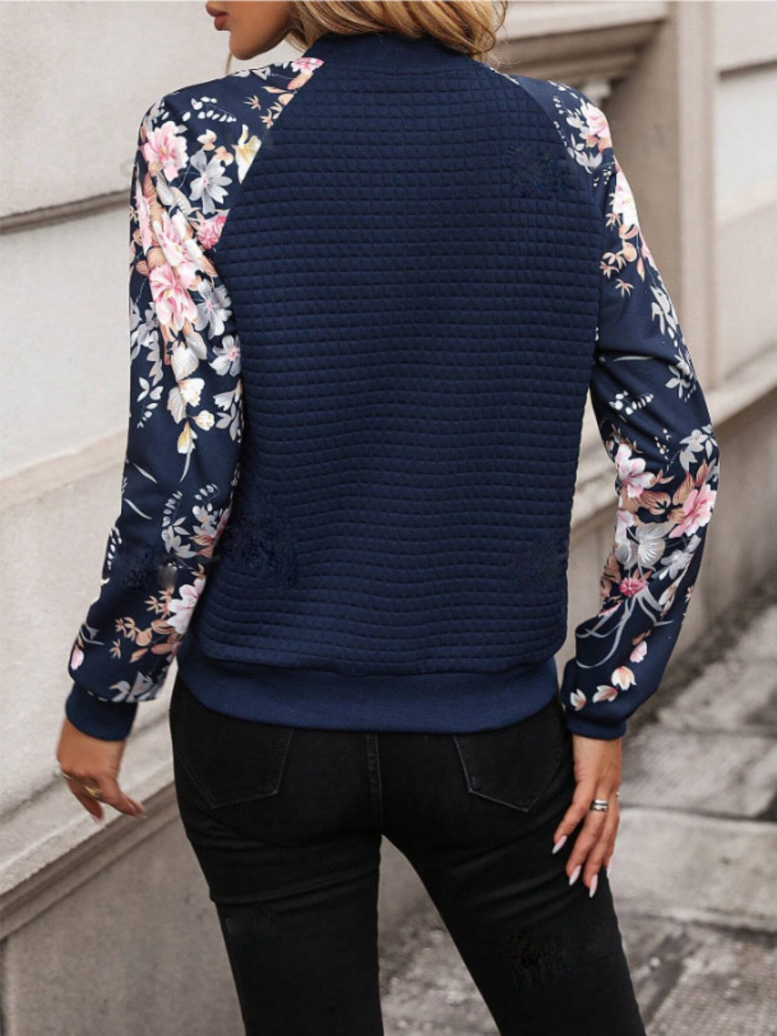 Printed Zip Up Long Sleeve Jacket-Angel Casuals