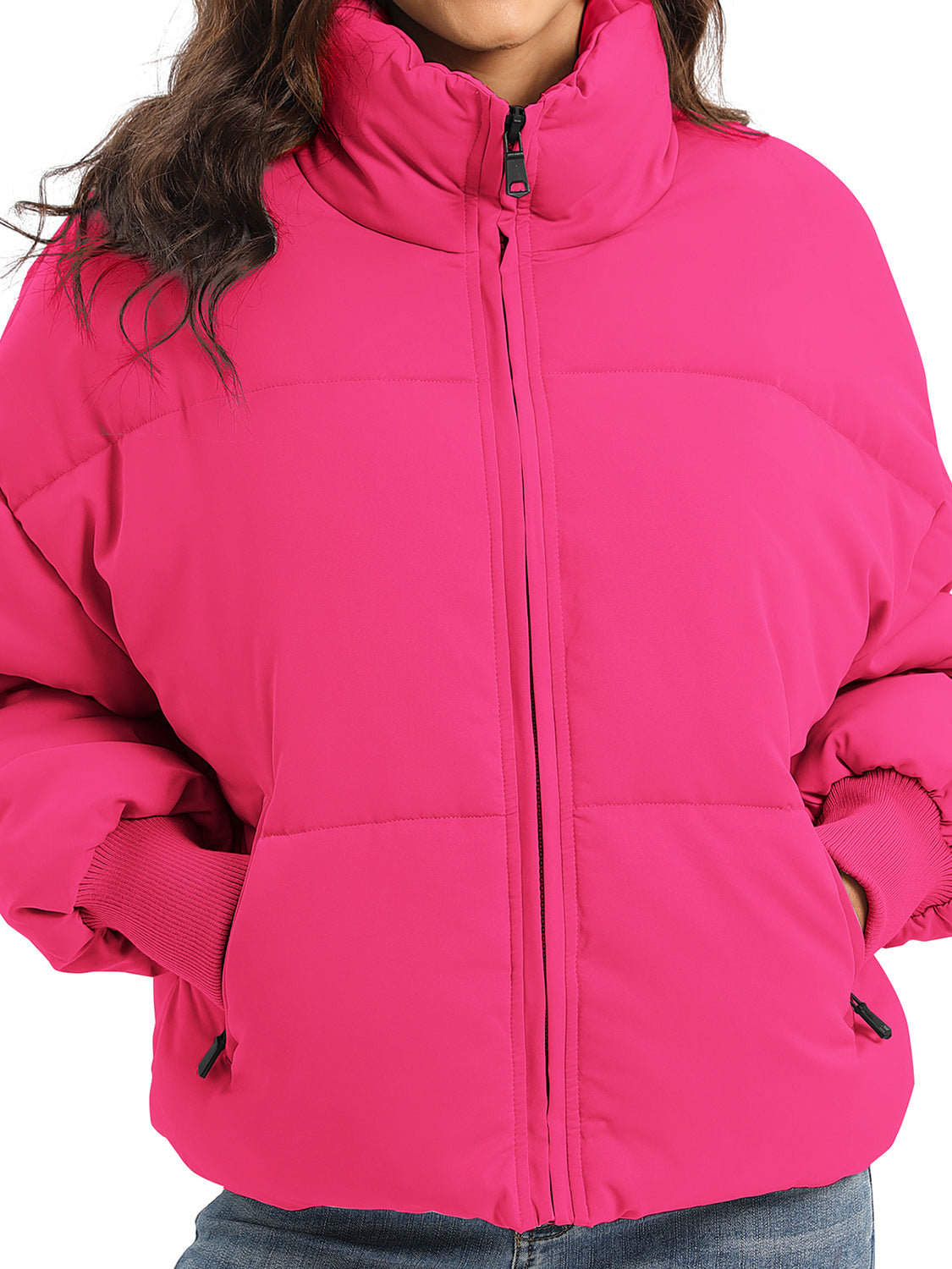 Zip Up Turtleneck Long Sleeve Winter Coat-Angel Casuals