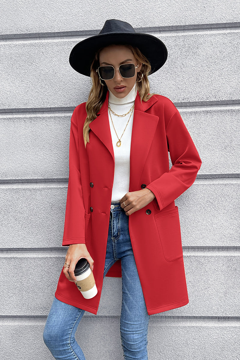Lapel Collar Long Sleeve Blazer-Angel Casuals