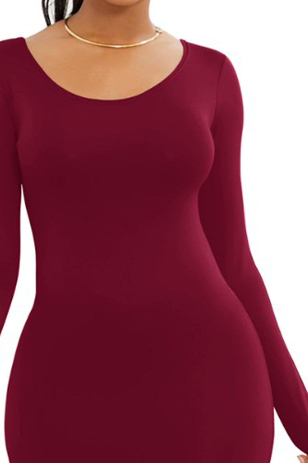 Round Neck Long Sleeve Maxi Wrap Dress-Angel Casuals