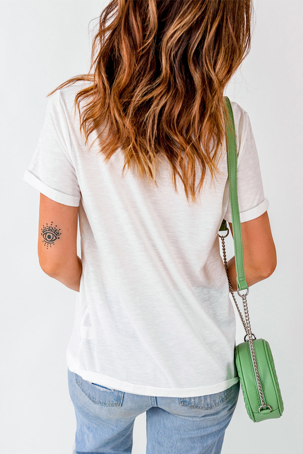 Sequin Butterfly Round Neck Short Sleeve T-Shirt-Angel Casuals