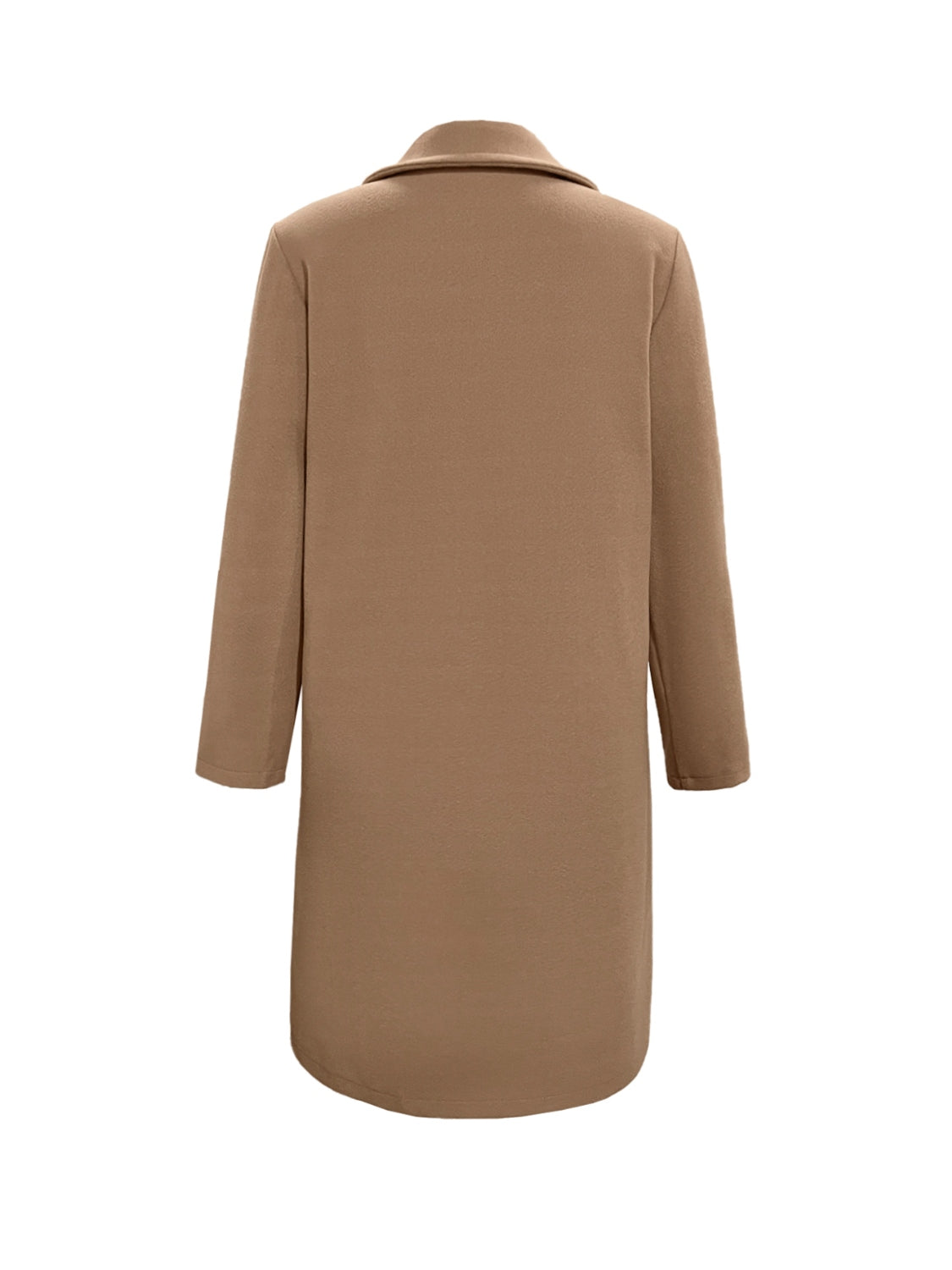 Collared Neck Button Up Long Sleeve Coat-Angel Casuals