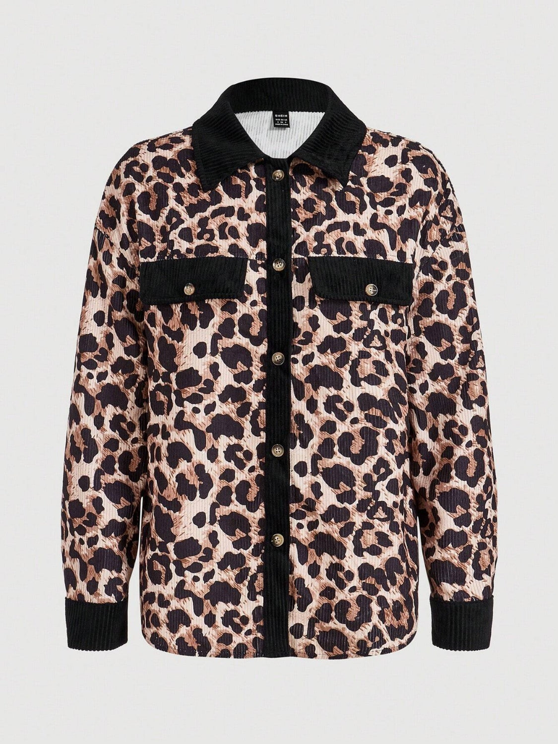 Leopard Collared Neck Button Up Shacket-Angel Casuals