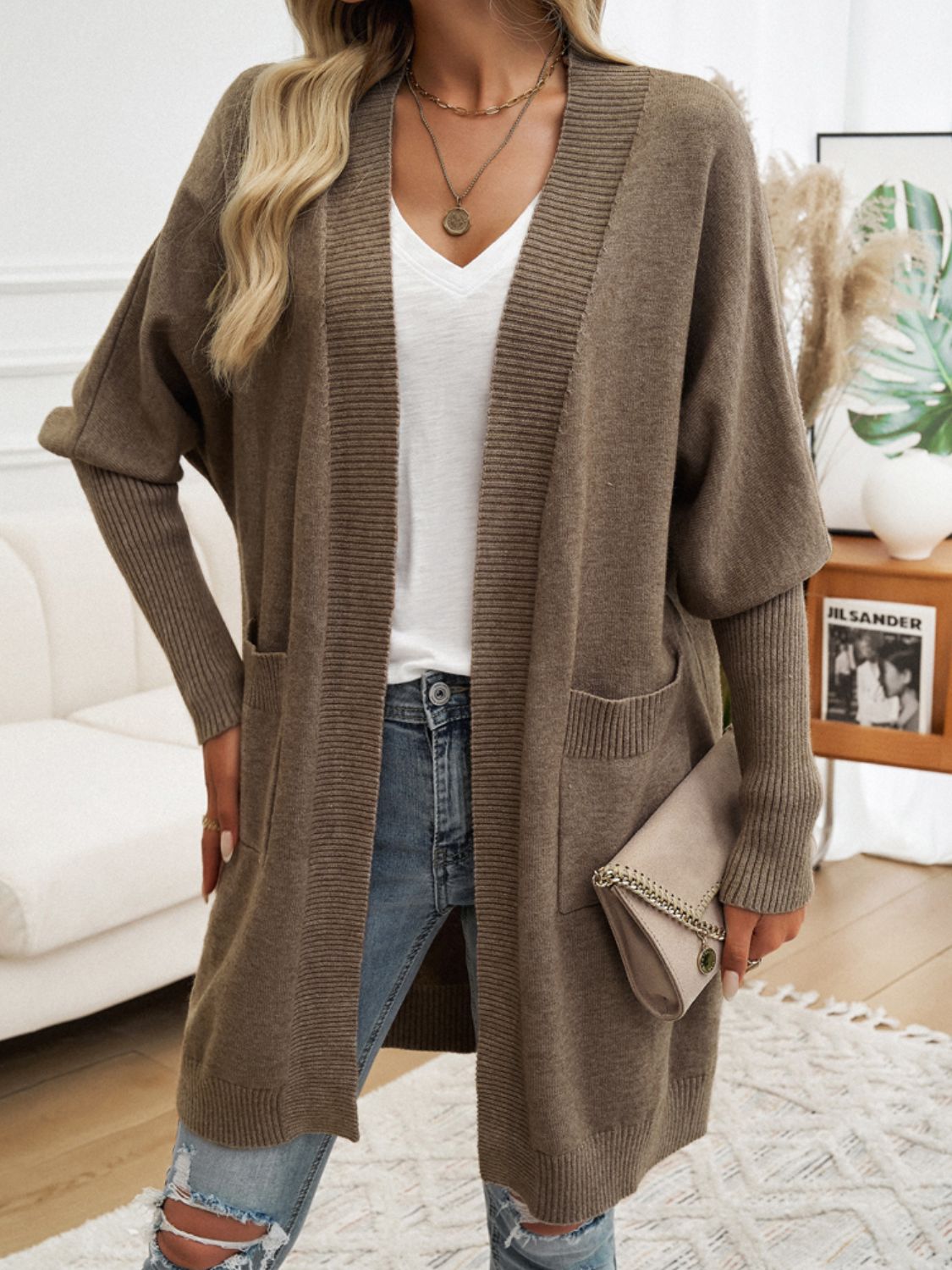 Devine Open Front Long Sleeve Cardigan-Angel Casuals