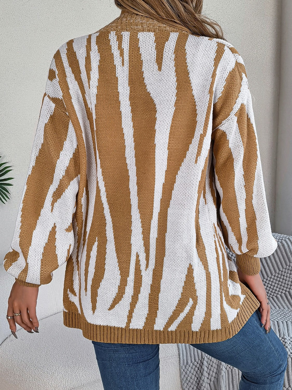 Open Front Animal Print Cardigan-Angel Casuals