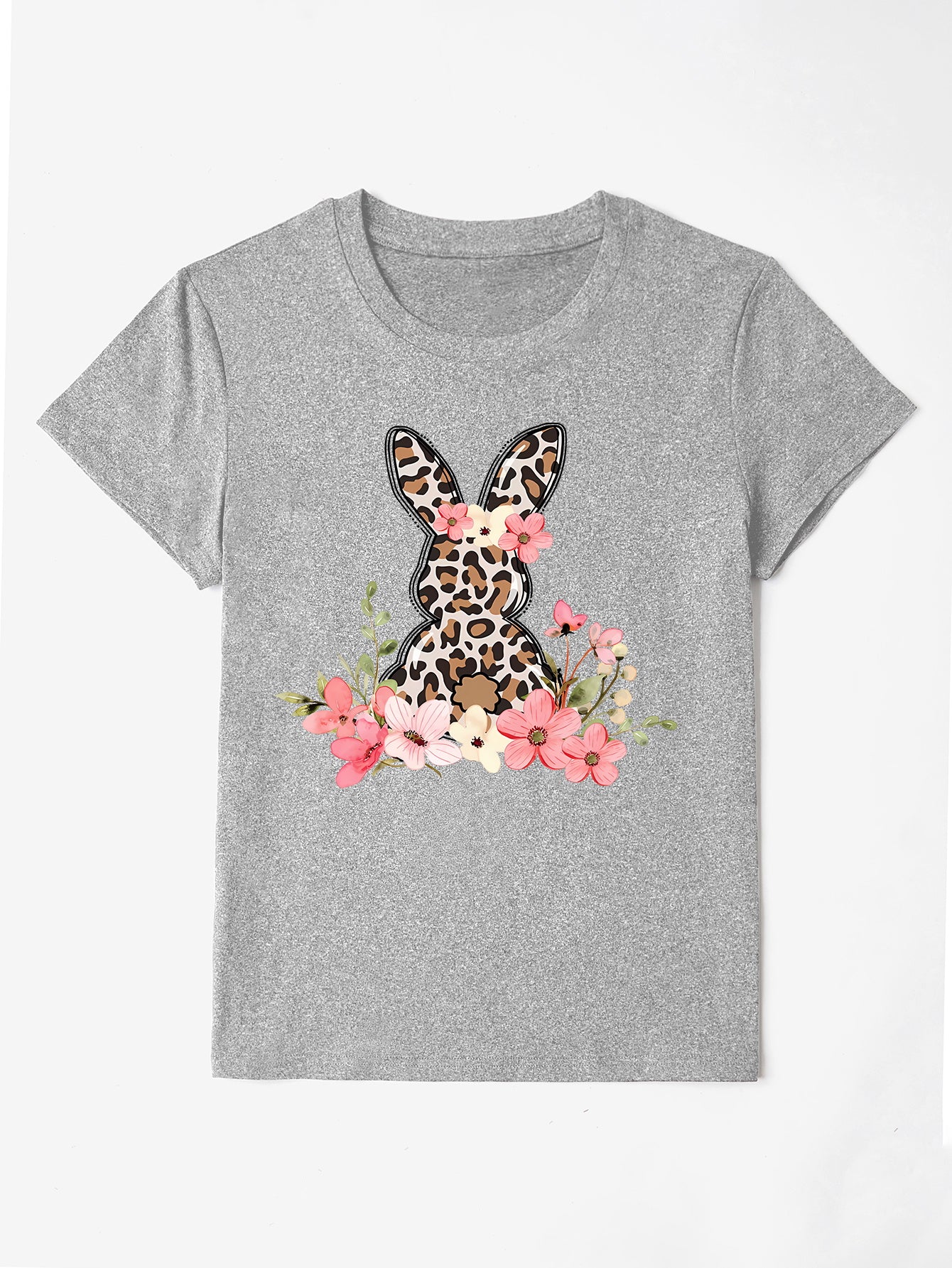 Rabbit Round Neck Short Sleeve T-Shirt-Angel Casuals