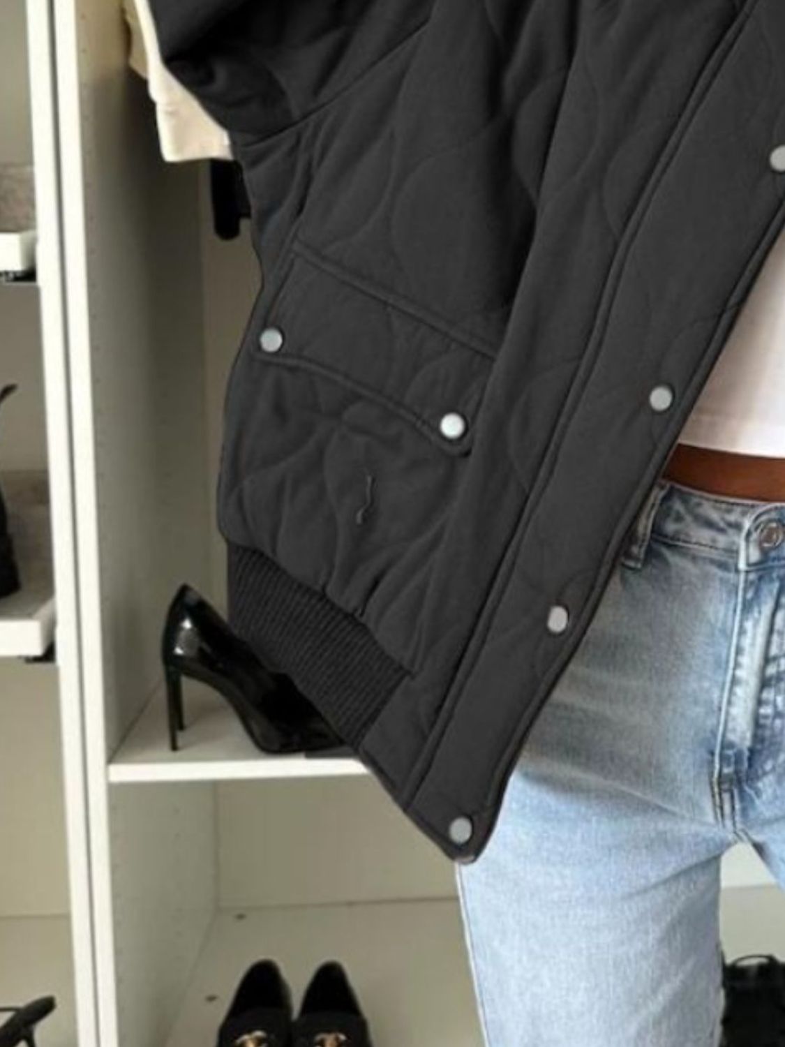 Baseball Collar Snap Down Long Sleeve Jacket-Angel Casuals