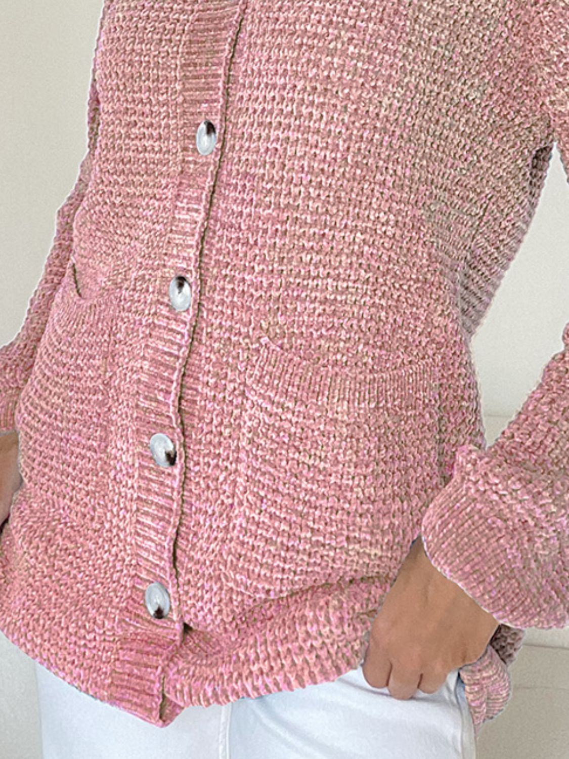 Pocketed V-Neck Button Up Cardigan-Angel Casuals