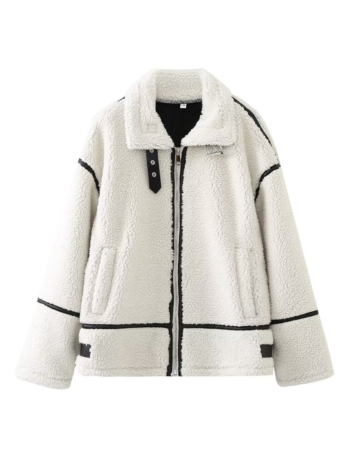Zip Up Long Sleeve Sherpa Jacket-Angel Casuals