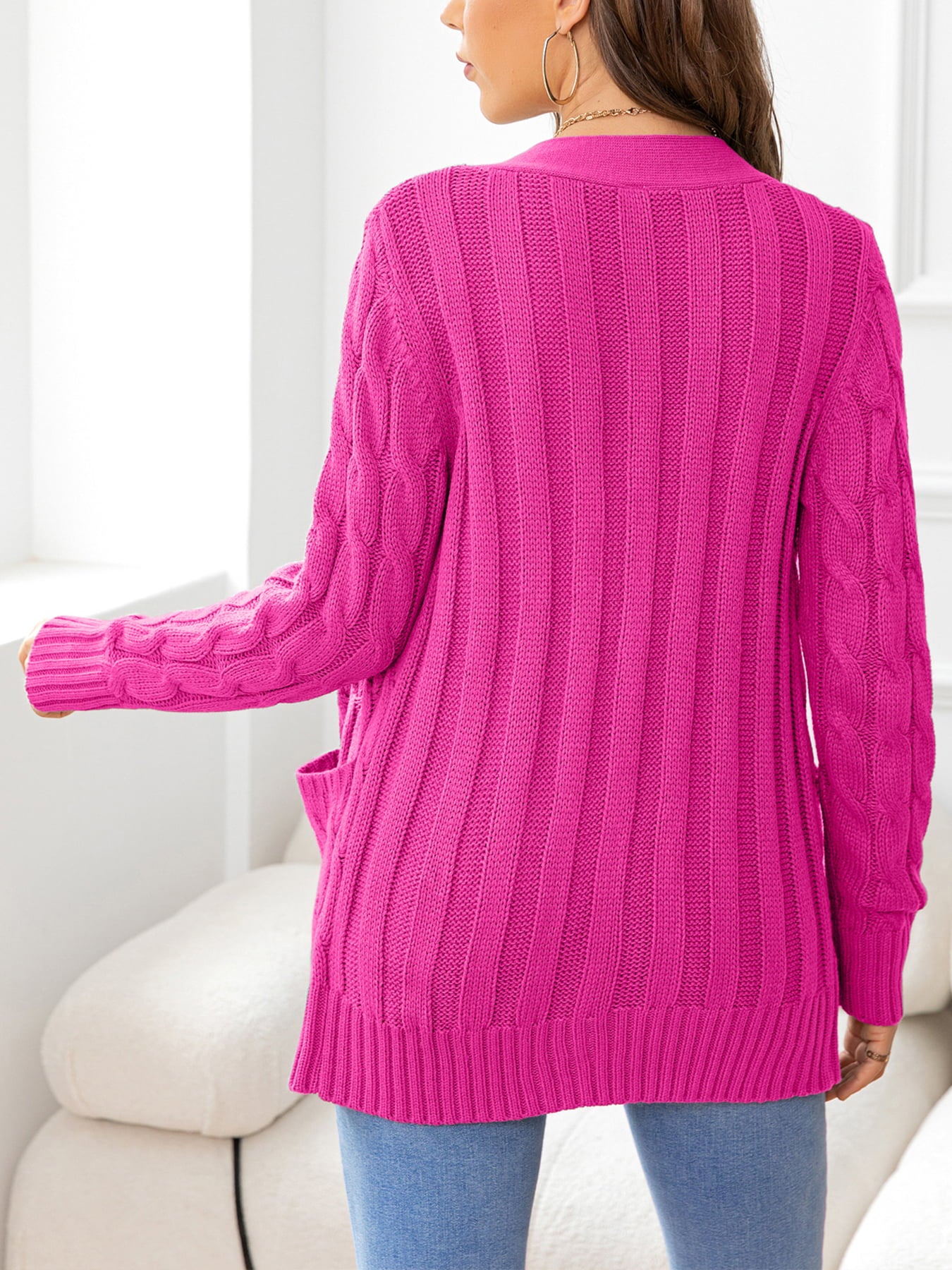Button Down Cable-Knit Cardigan-Angel Casuals