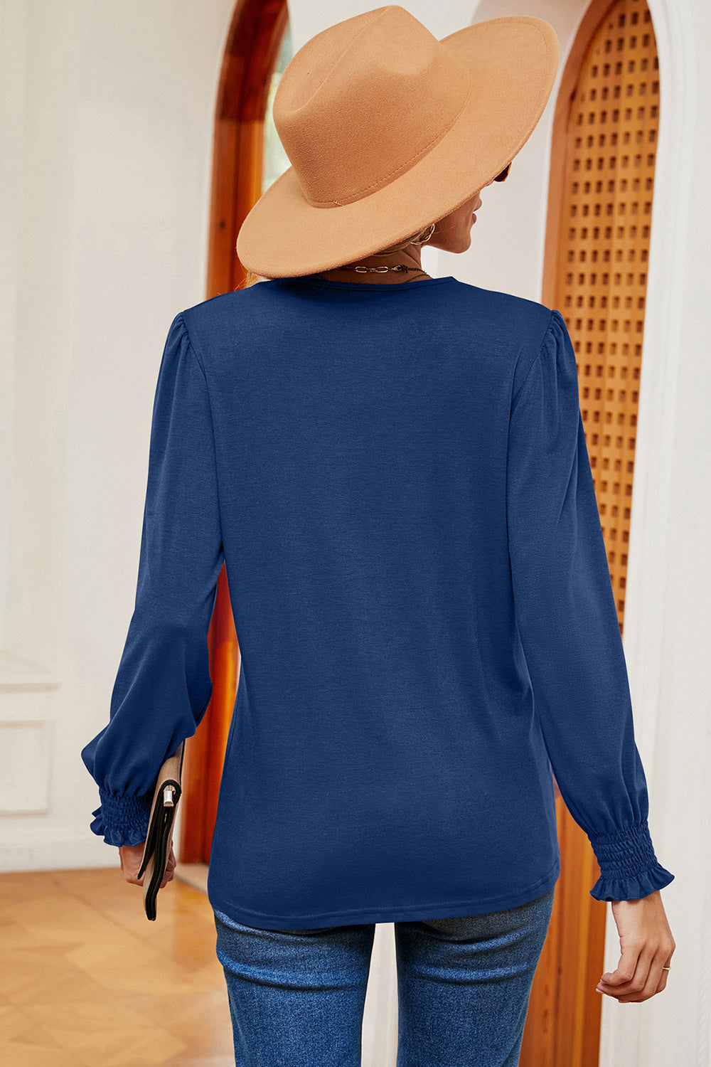 V-Neck Long Sleeve T-Shirt-Angel Casuals