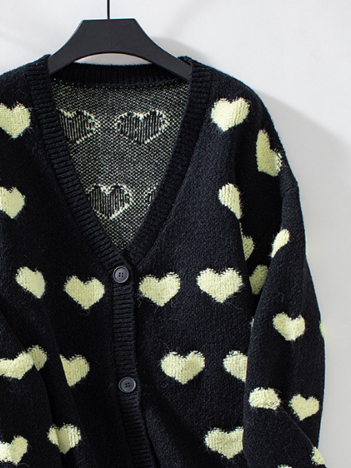 Heart V-Neck Button Up Long Sleeve Cardigan-Angel Casuals