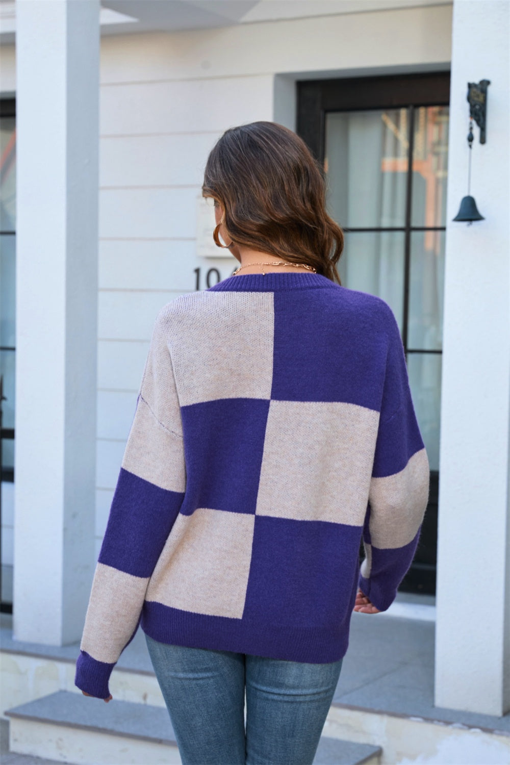 Angel Wings Color Block Round Neck Dropped Shoulder Sweater-Angel Casuals