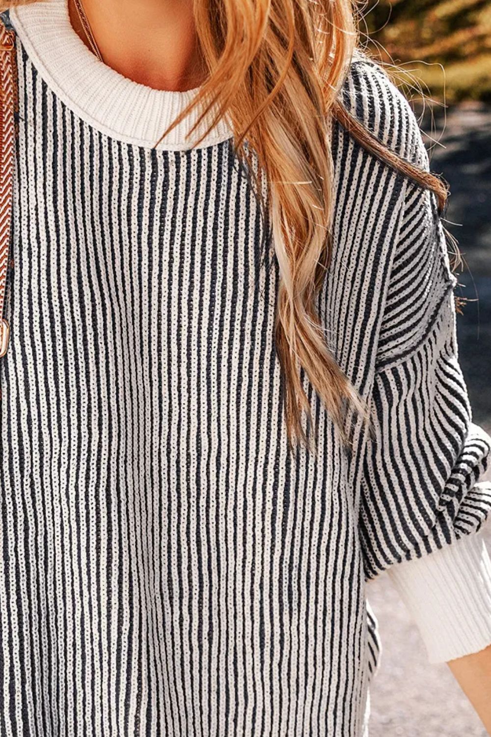 Round Neck Dropped Shoulder Sweater-Angel Casuals