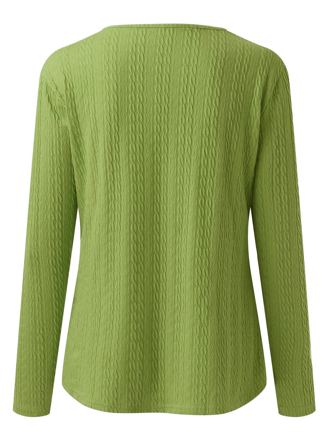 Decorative Button Round Neck Long Sleeve Top-Angel Casuals