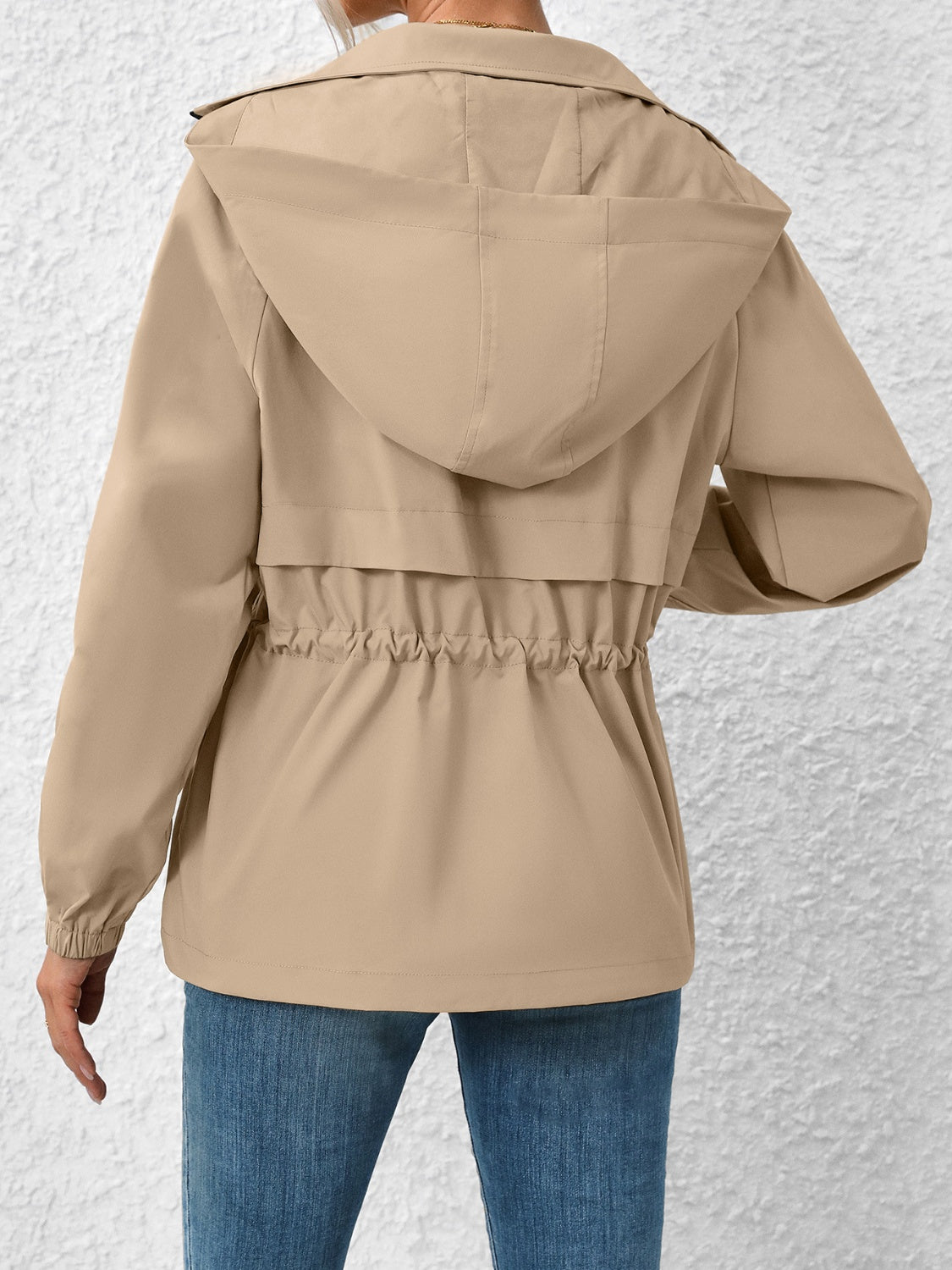 Ivy Lane Drawstring Zip Up Hooded Jacket-Angel Casuals