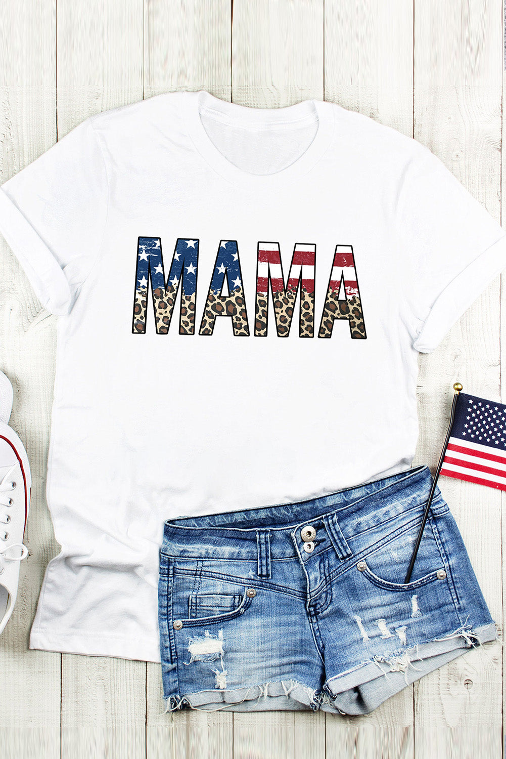 MAMA Round Neck Short Sleeve T-Shirt-Angel Casuals