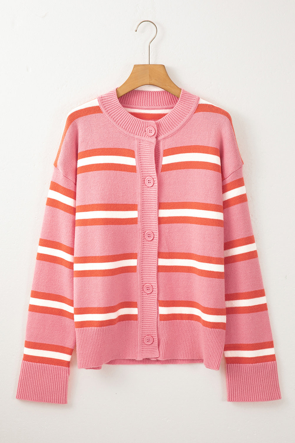 Striped Button Down Long Sleeve Cardigan-Angel Casuals
